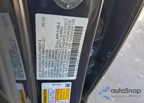 2025 Honda Accord Se z USA, uszkodzony, nr VIN 1HGCY1F47SA035204